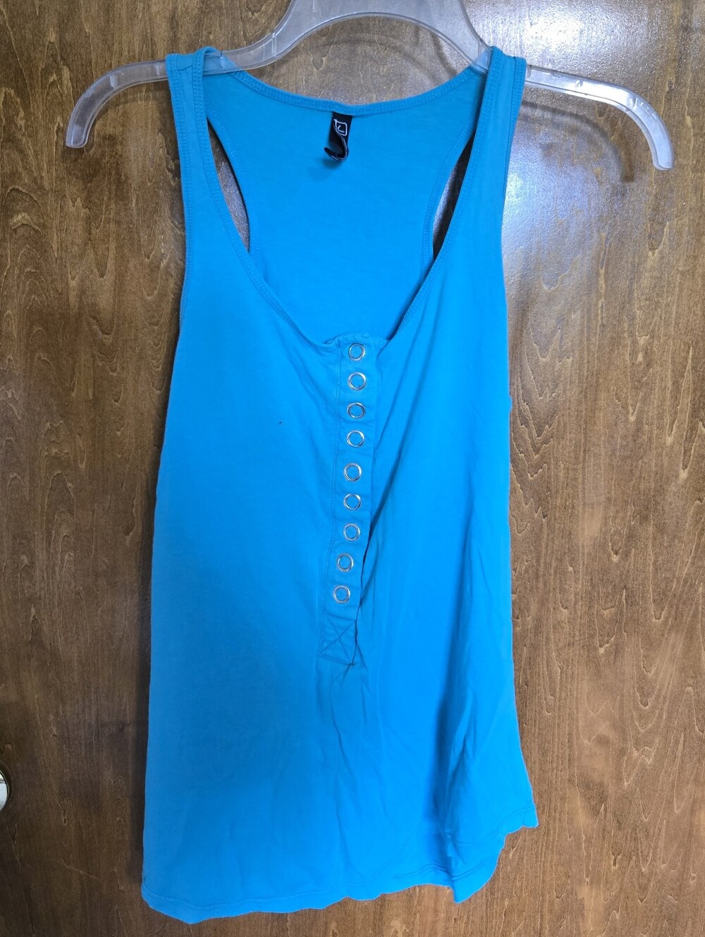 Women’s Blue Racerback Tank Top with Snap Placket SEE PHOTO